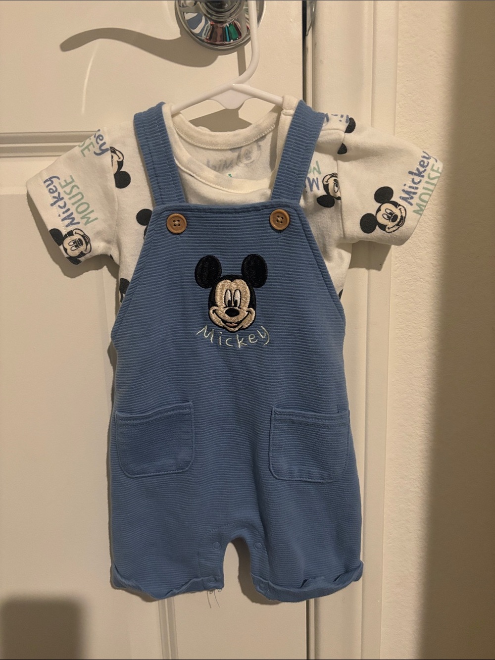 Disney Blue Corduroy Mickey Overalls with Tee